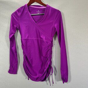 Athleta Wick It Adjustable Coverup Shirt Top Womens XXS Purple V Neck Stretch